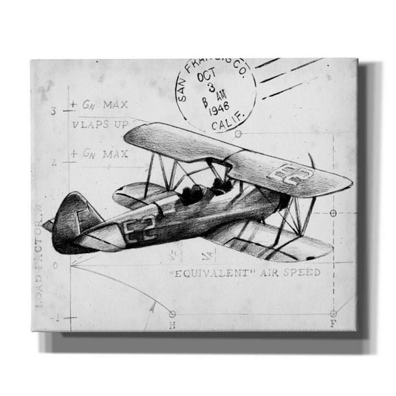 Epic Graffiti 'Flight Schematic I' by Ethan Harper, Giclee Canvas Wall Art, 24"x20"