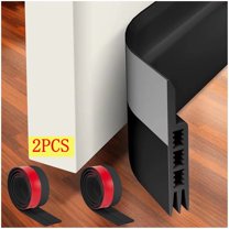 Bxaolu 2 Pack Under Door Draft Stopper, Adjustable Door Sweep Anti-Collision Strong Adhesive Weather Stripping Tape Soundproof Draught Stoppers 2" W x 39" L, Black