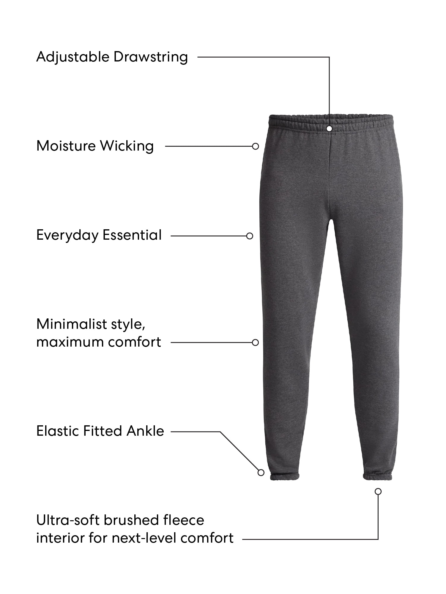 Athletic Works Men's and Big Men's Fleece Jogger Sweatpants, Sizes XS-5XL