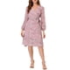 thumbnail image 1 of INSPIRE CHIC Vestido envolvente de manga obispo con cuello en V de flores bohemias para mujer 2XL Rosa, 1 of 6