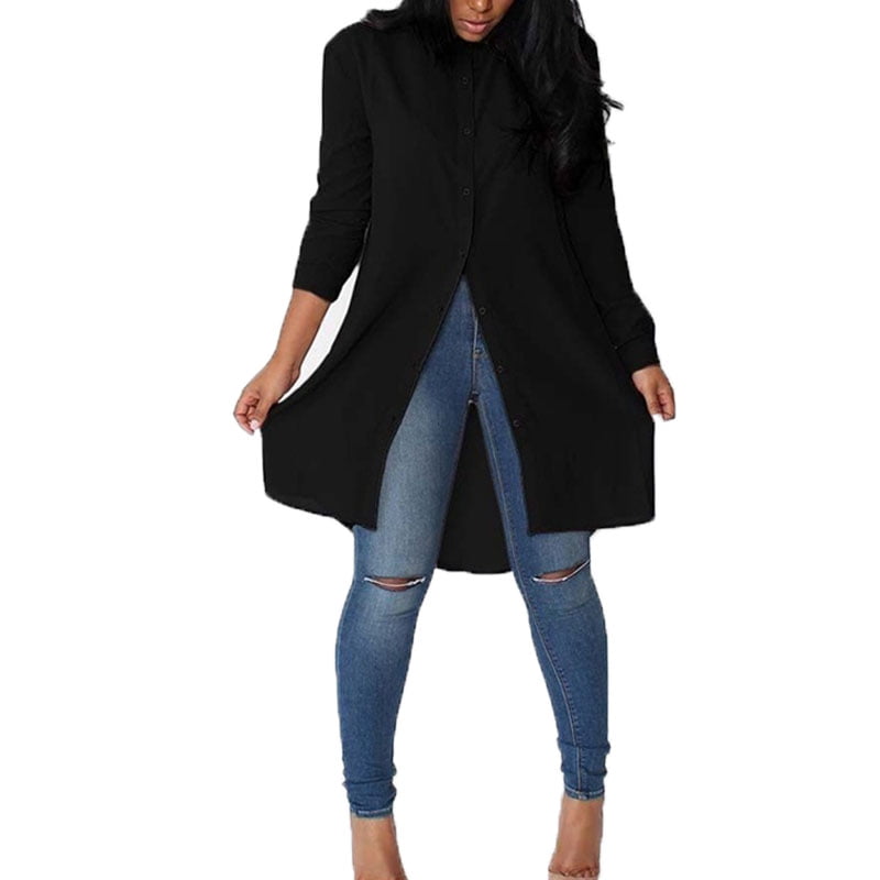 SportsX Men Stylish Long-Sleeve Casual Loose Solid Colored Longshirt Shirt