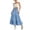 Blue, variant on Petite Fit Casual Cotton Linen Layered Pleated Skirt Fashionable Summer Dress Purple 140