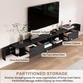 thumbnail image 5 of Modern Floating TV Stand | Wall-Mounted Entertainment Console with Flip-Top Doors | Spacious Storage TV Bench for Living Room & Office (Black, 86.6''), 5 of 11