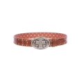 thumbnail image 3 of Studded Perforated Embossed Leather Belt With Rhinestone Bling Cross Buckle, 3 of 3