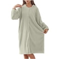 thumbnail image 7 of QINGFSAP Womens Hooded Bathrobe Long Sleeve Snap Button Front Quick Dry Absorbent Lounge Wear, 7 of 7