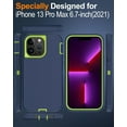 thumbnail image 2 of for iPhone 13 Pro Max Case, Dust-Proof Port Cover, Full-Body Non-Slip Silicone Rubber Covered, Military Grade Drop-Proof Shockproof Phone Case, Green/Blue, 2 of 7
