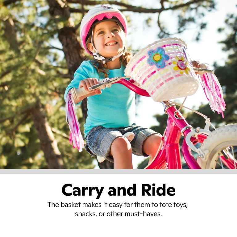 Schwinn Kid's Bicycle Basket with LED Flowers, Pink Schwinn Kid's Bicycle Basket with LED Flowers, Pink