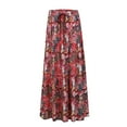 thumbnail image 3 of BRDFRL Womens Casual Maxi Skirts for Women 2025 High Waist Boho Skirts Floral Printed Long Flowy Skirt with Pockets Pink XL, 3 of 5