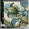 thumbnail image 3 of Ambesonne Turtle Shower Curtain, Mid Century Modern Marine, 69"Wx84"L, Peacock Green and Blue Grey, 3 of 4