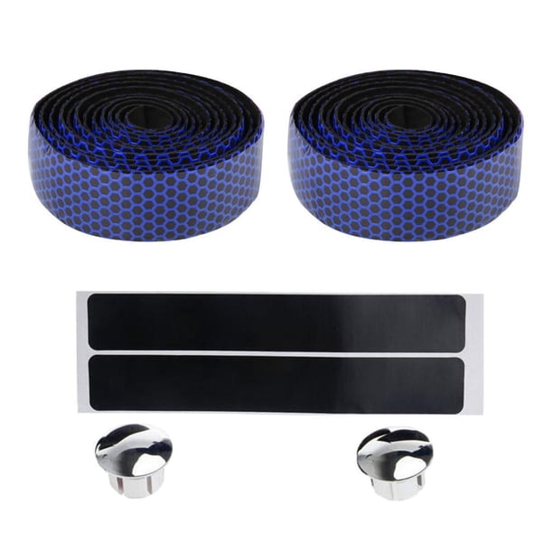 Cinta para manillar de bicicleta con tapones para los extremos, antideslizante para deportes al aire libre Azul