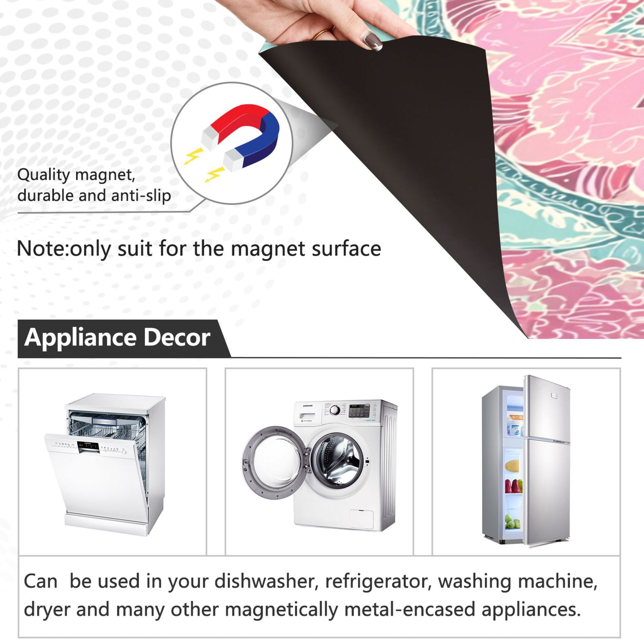 IAUYY Magnetic decorative sticker - 23x26 Inch PVC Refrigerator Decorative Cover, Removable DIY Art for Kitchen Appliances Court Patterns