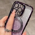 thumbnail image 4 of Compatible with iPhone 13 Pro Magnetic Gardient Glitter Case, Plating Bling Cute Case with MagSafe for Women Girls Full Camera Protector Back Cover for iPhone 13 Pro 6.1'' Purple, 4 of 12