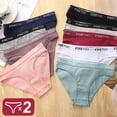 thumbnail image 2 of Bragas de algodón de M-XXL para mujer, ropa interior Sexy de tiro bajo con cinturón con letras, lencería íntima de talla grande, 2 unids/set, 2 of 5