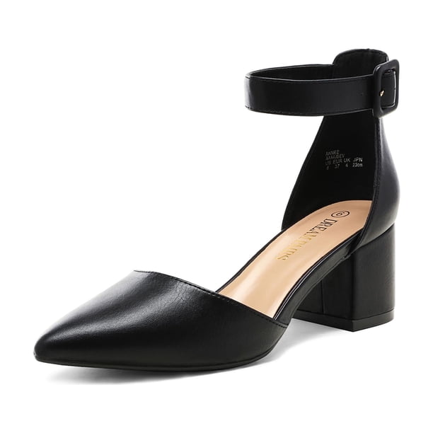 Zapatos DREAM PAIRS ANNEE Tacones Gruesos de Punta Negra