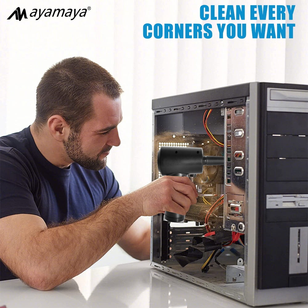 AYAMAYA Compressed Air Duster with 3 Speed Mode, USB Type-C Rechargeable Wireless Keyboard Handheld Cleaner for Office Computer