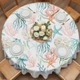 thumbnail image 2 of Teal Jellyfish Starfish Round Tablecloth 54 inches Summer Beach Coral Shell Watercolor Waterproof Oil-Proof Table Cloth Round Table Cover for Holiday Party Picnic Dinner Decor Indoor and Outdoor Use, 2 of 9