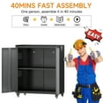 thumbnail image 5 of Firstsky Metal Garage Storage Cabinet with Wheels, Adjustable Rolling Tool Storage Cabinet with Lock, 34" Steel Locking Tool Cabinet with Doors and Shelves（Black&Gray, 34.3" H）, 5 of 8