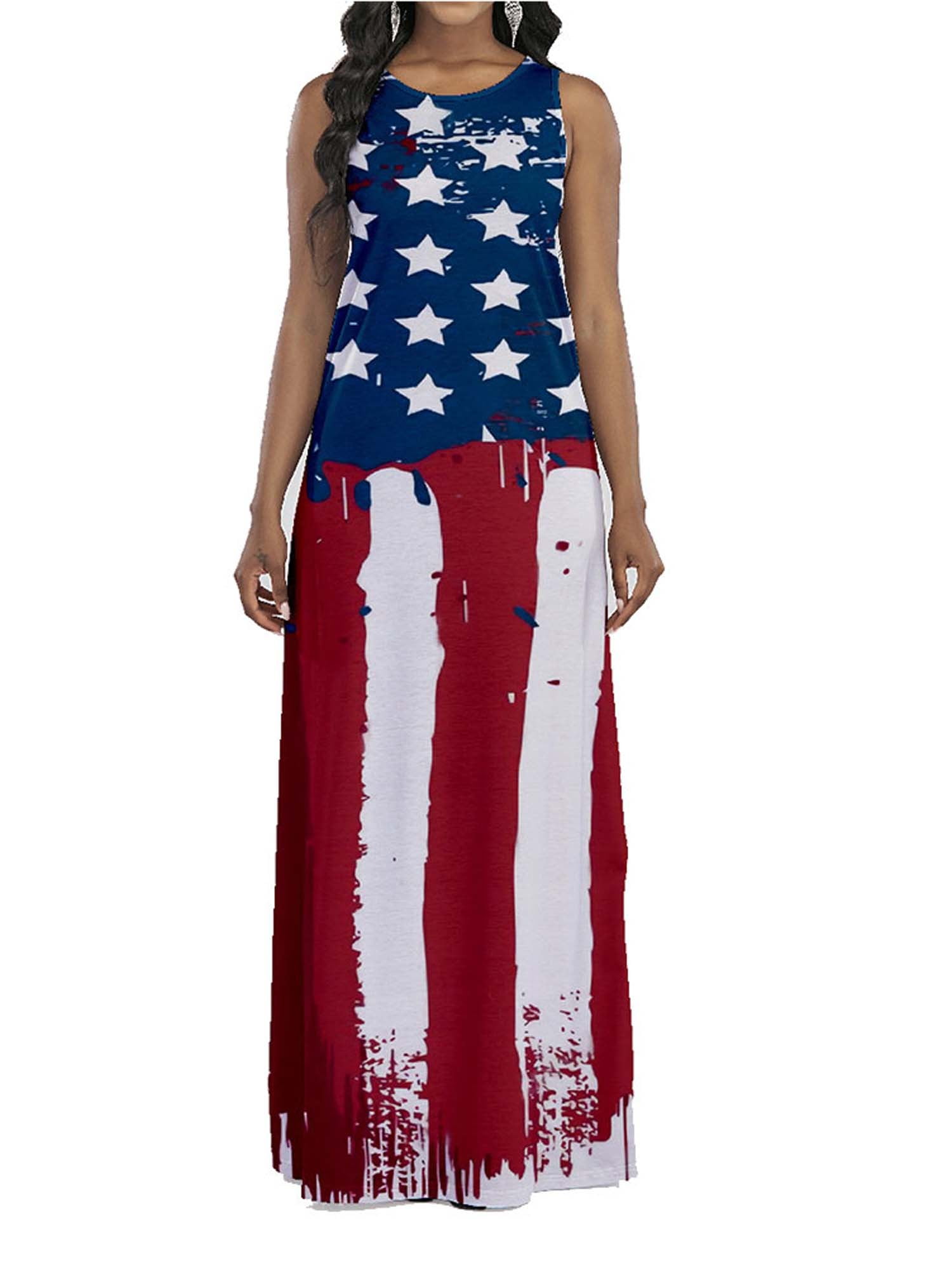 UPAIRC Womens Summer Independence Day Sundresses Casual 4th of July ...