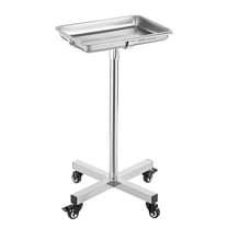 VEVOR Mayo Stand, Stainless Steel Mayo Tray, Load Capacity up to 35 lbs, Adjustable Height 25.2"-39.8", Medical Tray on Wheels with Removable Tray for Spa, Salon, Clinic, Personal Care