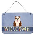 thumbnail image 1 of "Treasures English Bulldog Brindle White Welcome Impresión de metal, 8 x 12, multicolor" Caroline's Treasures BB5702DS812, 1 of 1