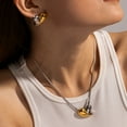 thumbnail image 6 of Curved Heart Earrings for Women by Ginger Lyne | Large Gold Two-Tone Stainless Studs for Her, 6 of 6