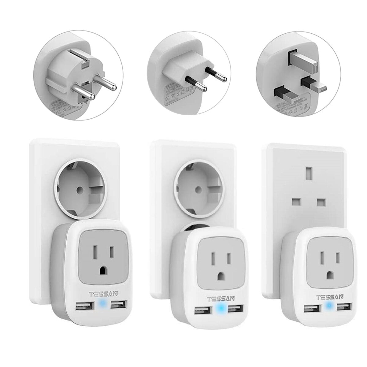 Travel Plug Adapter Type G With Multi Outlet 2 Usb For Us To Uk British England Walmart Com