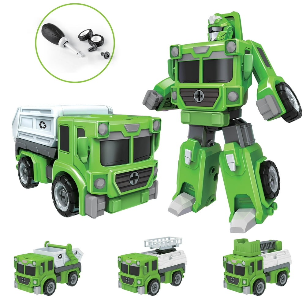 USA Toyz Green Truck Bots Dump Truck Transforming STEM Toy Robot for Boys and Girls Ages 3, 4