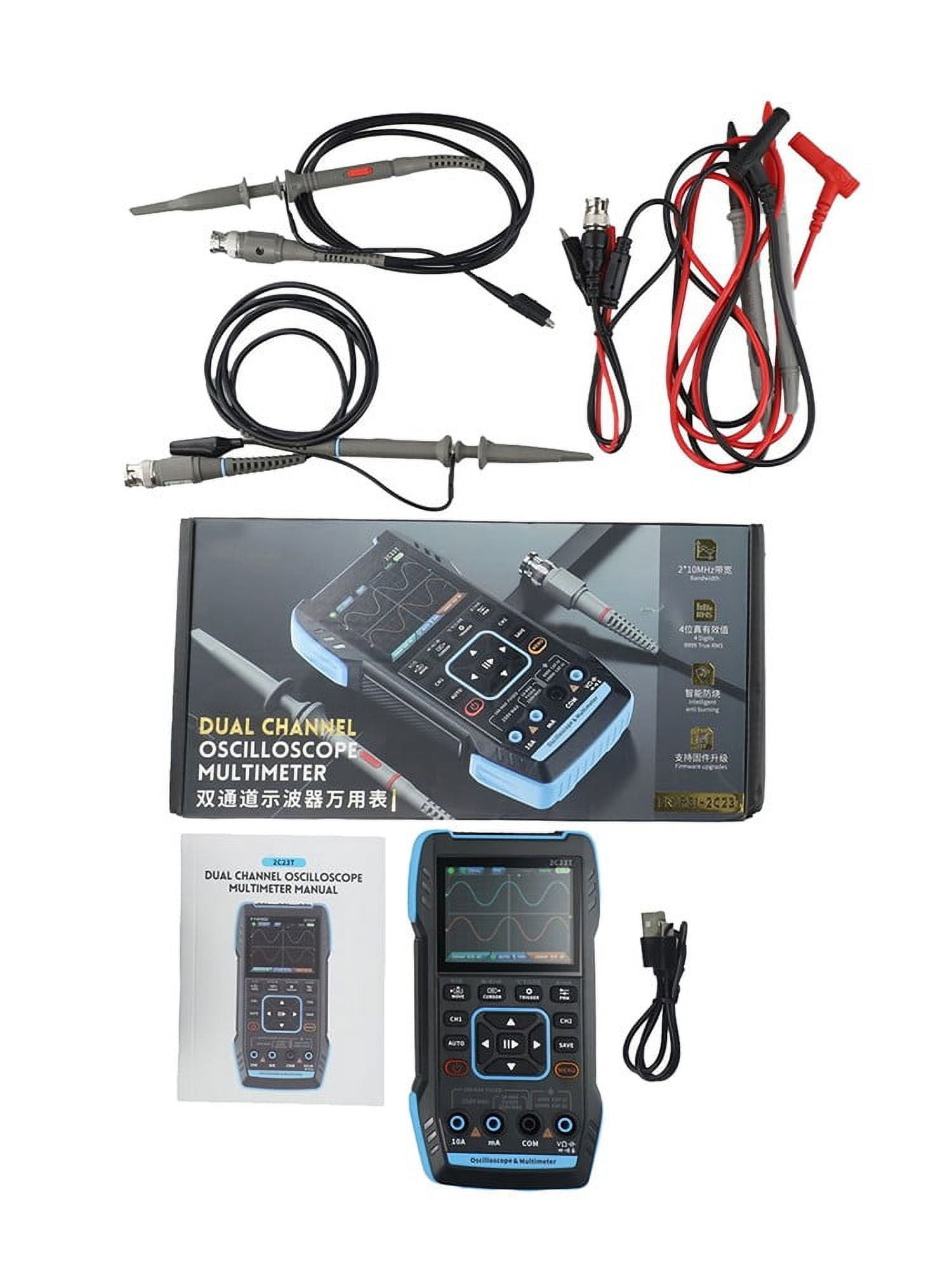 For FNIRSI 2C23T Digital Oscilloscope Multimeter Function Signal Generator Three-in-One Dual Channel 10MHZx2 50MS/s Oscilloscope