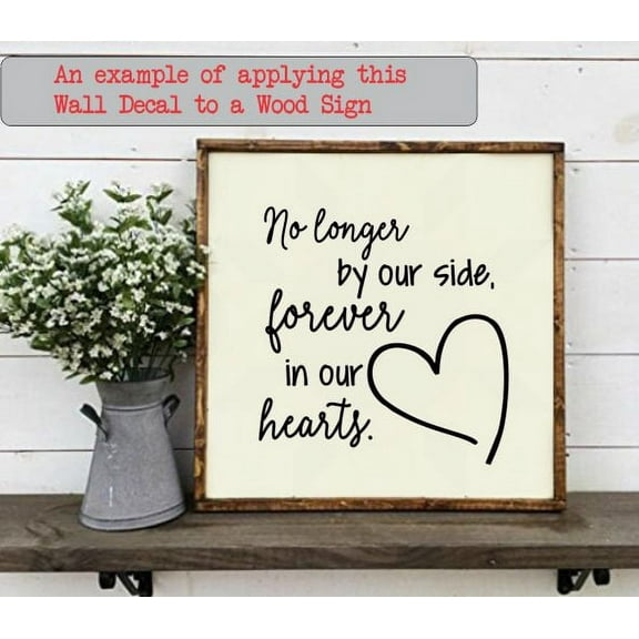Memorial Wall Decor Forever In Our Hearts Quote Family Stickers Decals 11x11.5-Inch Black