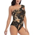 thumbnail image 3 of Gukieu Koi Fish Tranquility Print One-shoulder Ruffled One-piece Swimsuit with Removable Chest Pads and Tummy-control Swimsuit for Women-XX-Large, 3 of 6
