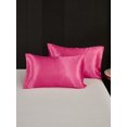 thumbnail image 2 of Move Over Rose Red Satin Pillowcases King, Silk like Satin Pillow Cover Set of 2, Silky Microfiber Solid Pattern, 2 Pack, 2 of 7
