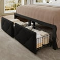 thumbnail image 6 of Honfach Queen Bed Frame with Storage Drawer, Metal Platform Bed with Charging Station, Upholstered Button Tufted Storage Headboard, Black, 6 of 9