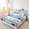 thumbnail image 4 of Homewish Preppy Child Colorful Railway Train Twin Sheet Sets 3pcs,Cartoon Steam Engine Twin Fitted Sheet Microfiber,Kawaii Railroad Car Breathable Flat Sheet,Breathable Home Decor, 4 of 7