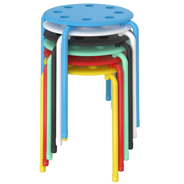 Juego de 6 taburetes Vecelo, apilables y coloridos, 45 cm de altura