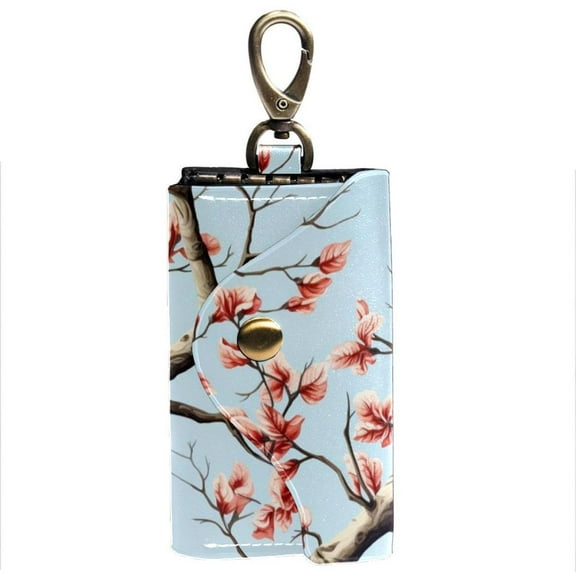 Tree Key Holder Card ID Wallet with 6 Hooks, Side Pockets, and Printed Key Pouch