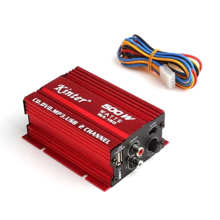 Car 12V 500W 2 Channels Mini Hi-Fi Stereo Audio Amplifier Amp Subwoofer