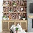 thumbnail image 4 of S4sassy Self Adhesive Wallpaper, Vintage Vine Print Wallpaper, Orange Removable DIY Vinyl Wall Covering, Peel and Stick Contact Paper for Entryway accent wall, Easy Home Decor Solution-25"x120" inch, 4 of 7