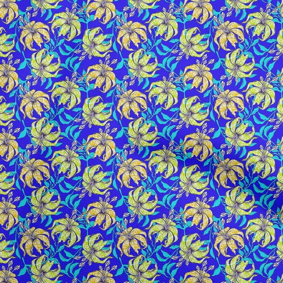 oneOone Polyester Spandex Yellow Fabric Tropical Floral Fabric For Sewing Printed Craft Fabric By The Yard 56 Inch Wide