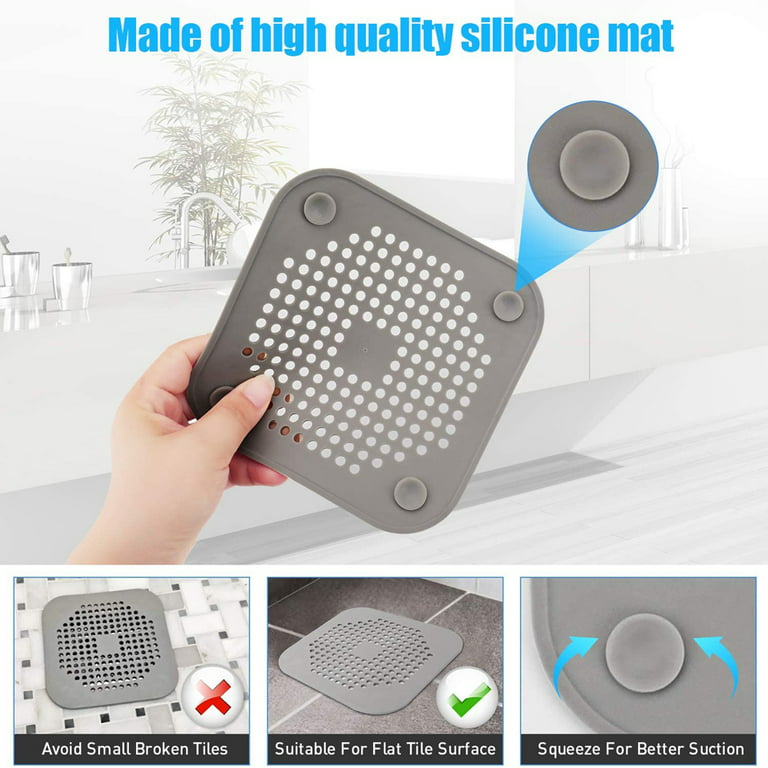 3pack Shower Drain Hair Catcher With Suction Cups, Silicone Foldable Sink  Strainer Protector Drain Cover For Sinks Baths Bathtub Showers