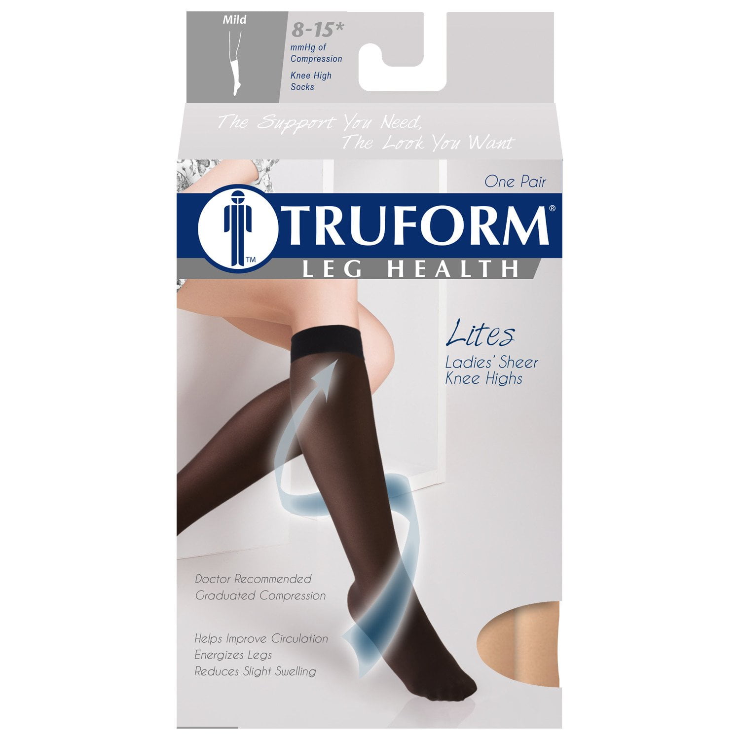 Truform 1763BG Compression Stockings, 8-15mmHg, KH, Beige, Med 1 pr each
