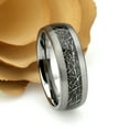 thumbnail image 3 of Men's Women's Tungsten Wedding Band Engagement Ring 8mm Semi-Domed Ring with Imitation Meteorite Inlay, 3 of 4