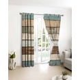 thumbnail image 3 of Farmhouse Teal Brown Blackout Curtains for Bedroom/Living Room, Thermal Insulated Kitchen Curtains, Country Ombre Wooden Grommet Darkening Window Treatment Drapes 52"x63"x2, 3 of 8