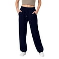 thumbnail image 2 of HKYNLAG Womens Fleece Lined Sweatpants Fleece High Waisted Athletic Workout Joggers Baggy Loungewear Bottoms Navy S, 2 of 5