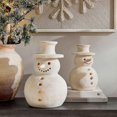 thumbnail image 2 of Christmas Decorations - Handmade Terracotta Snowman Figurines - White Clay Winter Decor Holiday Rustic Unique Decor for Home Table Room Farmhouse Indo, 2 of 5