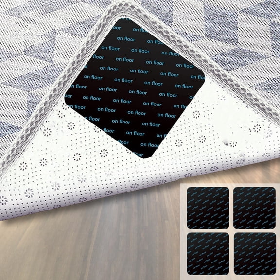 Eolstice Carpet Holders Tape, Reusable Anti-Curling Gripper for Area Rugs and Carpet Tile Floors, Suitable for Living Room Bedroom Indoor, 4 Pack
