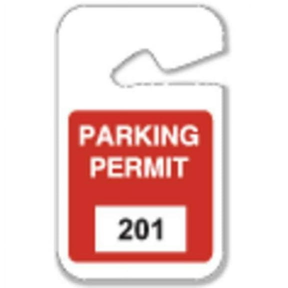 Brady Parking Permits,Rearview,201-300,Wht/Red 96272