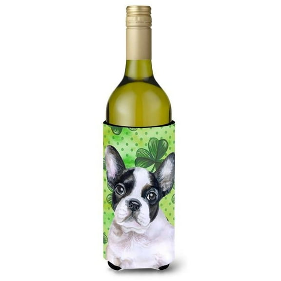 French Bulldog Black White St. Patricks Wine Bottle Beverge Insulator Hugger