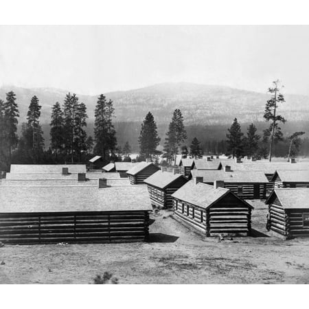 Log Cabin Barracks Nthe Winter Housing Quarters Of The British North American Boundary Commission On The Banks Of The Columbia River Near Fort Colville Washington State Photograph C1858-1861 Rolled Ca