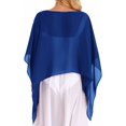 thumbnail image 4 of Women's Trendy Chiffon Capelet Batwing Sleeves Elegant Flowy Evening Wedding Shawl Wrap Sheer Mesh Asymmetric Hem Summer Sun Protection Cover Up Lightweight Beach Vacation Outfits, Blue One Size, 4 of 5