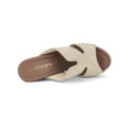 thumbnail image 4 of BLISSFUL STEP Sandales à Plateforme à Talon Bloc Haut en Faux Suède pour Femmes Beige 5,5, 4 of 7